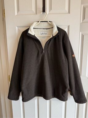 Orvis Men's Brown Sherpa-Lined Half-Zip Pullover